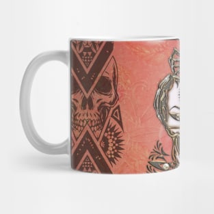 The skull and the scorpion with flowers Mug